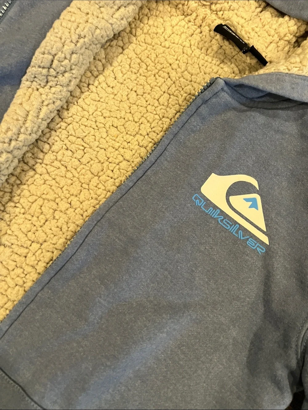 Quiksilver Boys Medium 10/12 Sherpa-Lined Full-Zip Hoodie blue